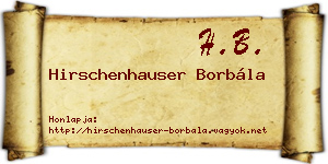 Hirschenhauser Borbála névjegykártya